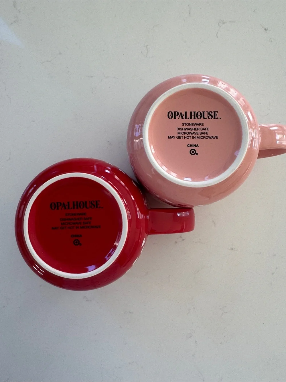 Opal House by Target Red and Pink Heart Pattern Ceramic Mugs - Set of 2 NWOT
